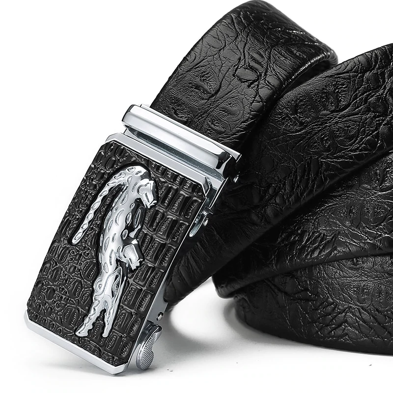 New Mens Pearl Crocodile Pattern Leather Belt Fashion Cool