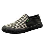 Men Black And White Plaid Loafers
