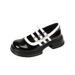 Women Black and White Leather Shoes
