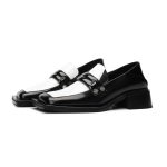 Women Black and White Loafers