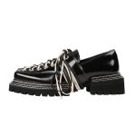 Women Square Lace-up Leather Shoes