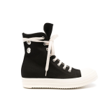 Black canvas high top lace up unisex boots