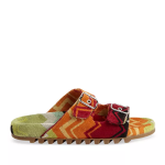 Unisex Low-heeled Soft Slippers Sandals, Red and Yellow