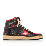 Women's All-Season Sneakers, Classical Black and Red Mid-Top