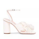 Women's High-heeled Camellia Bow Sandals, Pearl