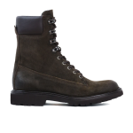 Men's Thick-soled Outdoor High-top Lace-up Boots, Dark Olive Suede