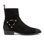 Men's O-ring Decorative Zipper Fashionable Boots, Black Suede