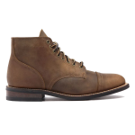 Men’s Thick Sole Lace up Waxed Leather Low Top Boots, Burnt Copper