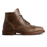 Men’s Thick Sole Lace up Waxed Leather Low Top Boots, Natural Waxed Roughout