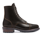 Men’s  Matte Leather Retro High Top Lace-up Martin Boots, Waxed Cacao