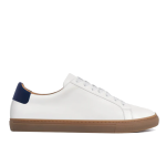 Men’s Lace-up Simple Soft Leather Casual Shoes,White x Navy