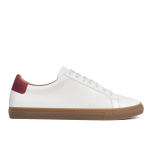 Men’s Lace-up Simple Soft Leather Casual Shoes,White x Burgundy