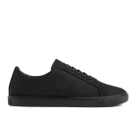 Men’s Lace-up Simple Solid Color Soft Leather Casual Shoes, Black Matte