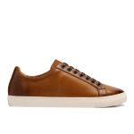 Men’s Solid Color Lace-up Soft Leather Simple Casual Shoes, Toffee