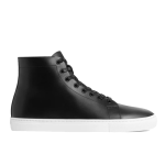 Men’s High Top Lace-up Simple Leather Casual Shoes, Black