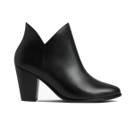 Women's Elegant Thick High Heel Leather Zippered Ankle Boots,  Black