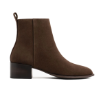 Women's Chunky Heel Elegant Simple Suede Zipper Short Boots,  Cigar