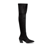 Women's  Suede Elastic Thick Heel Pointed Toe Over-the-knee Boots, Black