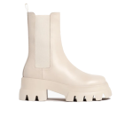 Women's Thick-soled  Mid-cut Leather Straight-tube Boots, Cream