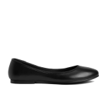 Women's Burgundy Leather Round Toe Slip-on Flat Casual Shoes, Black