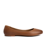 Women's Burgundy Leather Round Toe Slip-on Flat Casual Shoes, Toffee