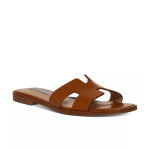 Women's Flat Slide Sandals,Cognac