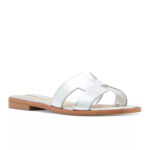 Women's Flat Slide Sandals,Silver