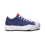 Blue lace-up men's low-top platform casual shoes