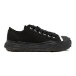 Black lace-up low-top canvas men's casual shoes