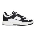 White and black leather low-top versatile men's casual shoes