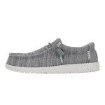 Grey plus size lightweight and breathable fly woven men's lazy shoe set for casual wear