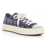 Blue canvas printed lace-up men's thick-soled casual shoes