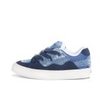 Blue denim lace up low cut unisex casual shoes