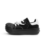 Black height-enhancing thick-soled pearl shell-toe women's casual shoes