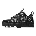 Black trendy lace up youthful and fashionable unisex board shoes casual shoes