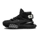 Black high top lace up fashionable and versatile men's casual shoes