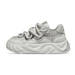 Grey summer new unisex thick soled height increasing bread shoes with mesh breathable sports shoes