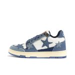 Denim Blue and white lace up trendy star casual shoes for both men and women