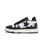 Black and white lace up trendy star casual shoes for both men and women