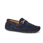 Blue flat suede breathable soft-soled slip-on shoes