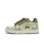 Green thick laces star unisex casual shoes