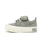 Grey Lace-Up Star Print Unisex Casual Shoes