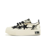 White and black star bamboo print unisex casual shoes