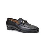 Black men's business metal decorative pointed loafers