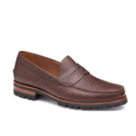 Brown genuine leather slip-on thick-soled men's loafers