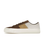 Brown and white stitching low-top trendy suede lace-up unisex casual shoes