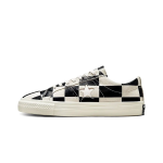 Black and white plaid low-top star leather unisex casual shoes