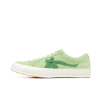 green low-top floral suede unisex casual shoes