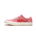 pink low-top floral suede unisex casual shoes